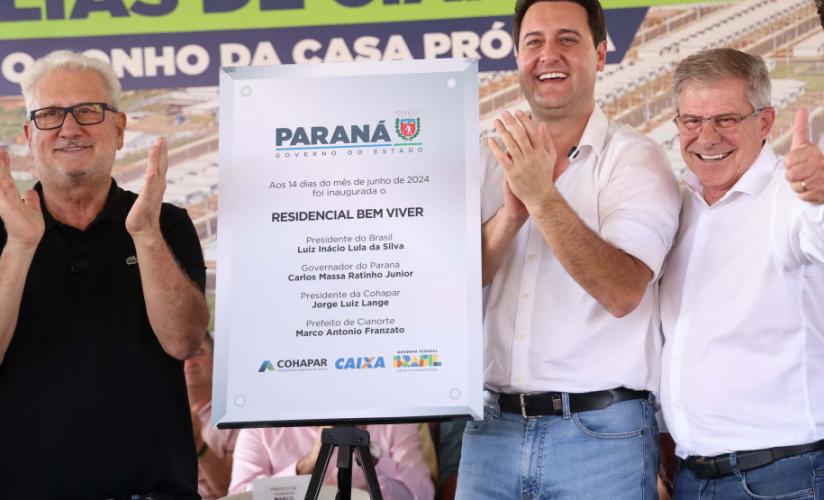Governador inaugura Bairro Planejado e anuncia R$ 106 milhões da Sanepar em Cianorte