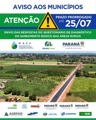 Prazo para os municípios responderem questionários de diagnóstico do saneamento rural é prorrogado até 25 de julho