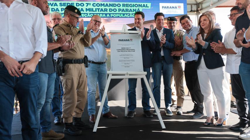 Governador inaugura sede do Comando Regional da PMPR e anuncia reforço na segurança em Pato Branco